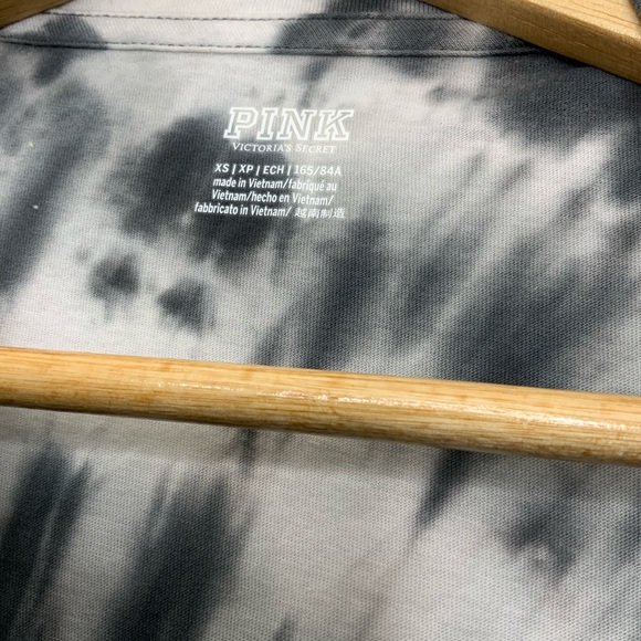 Pink Lets Hang Out Tie Dye Crop Long Sleeve Tee XS - Picture 3 of 4